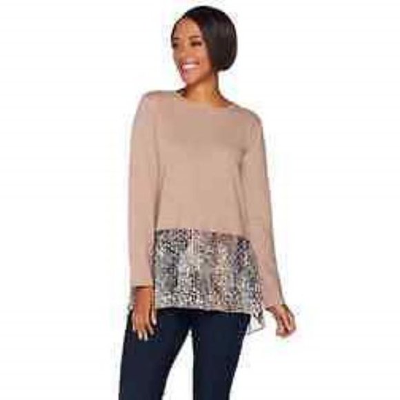Logo lounge French terry pleated top cocoa tunic